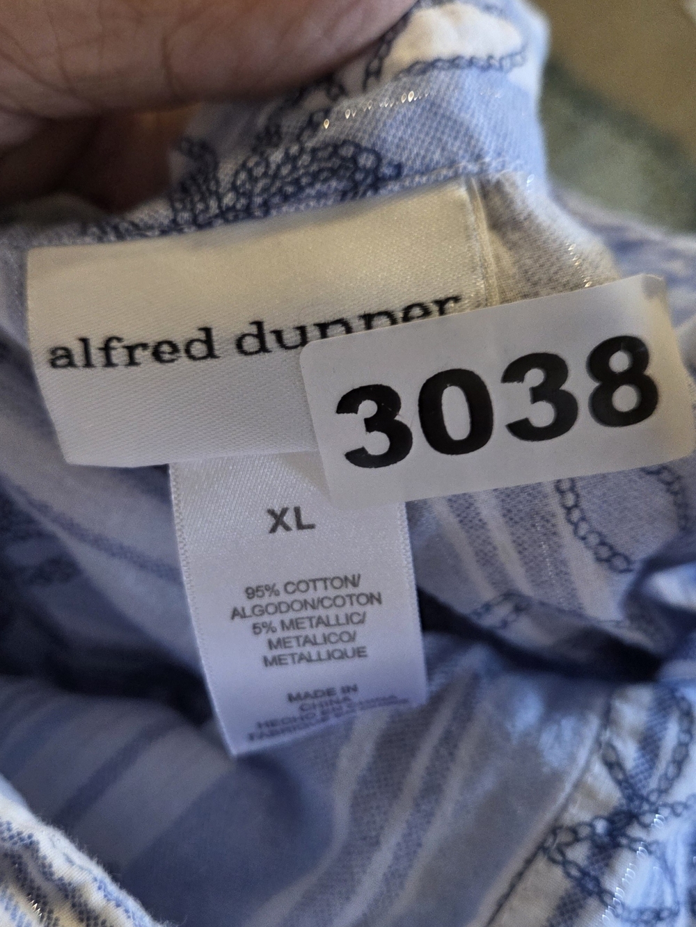 Alfred Dunner XL Blue Striped Metallic Cotton Top